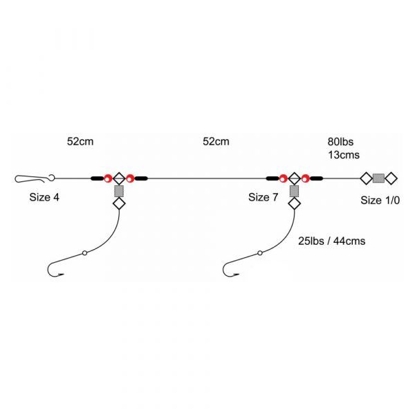 AXIA 2 Hook Flapper/Clipped Rig Size 3/0