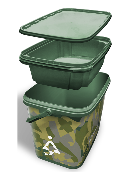 8L Square Camo Bucket with Insert Tray