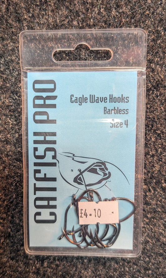 Catfish Pro Eagle Wave Hooks Barbless Size 4