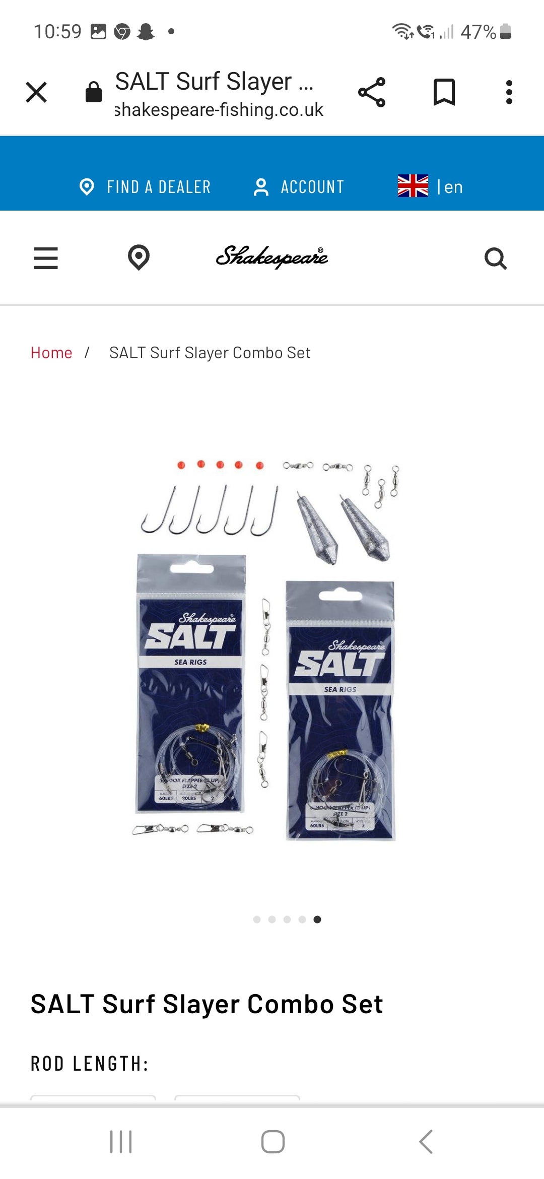 Shakespeare Salt Surf Slayer Fishing Rod Combo Set, 12ft
