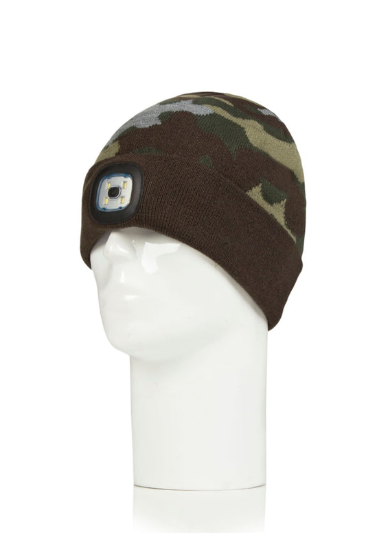 Conseal Led Adults Beanie Hat With Light Olive Camo.