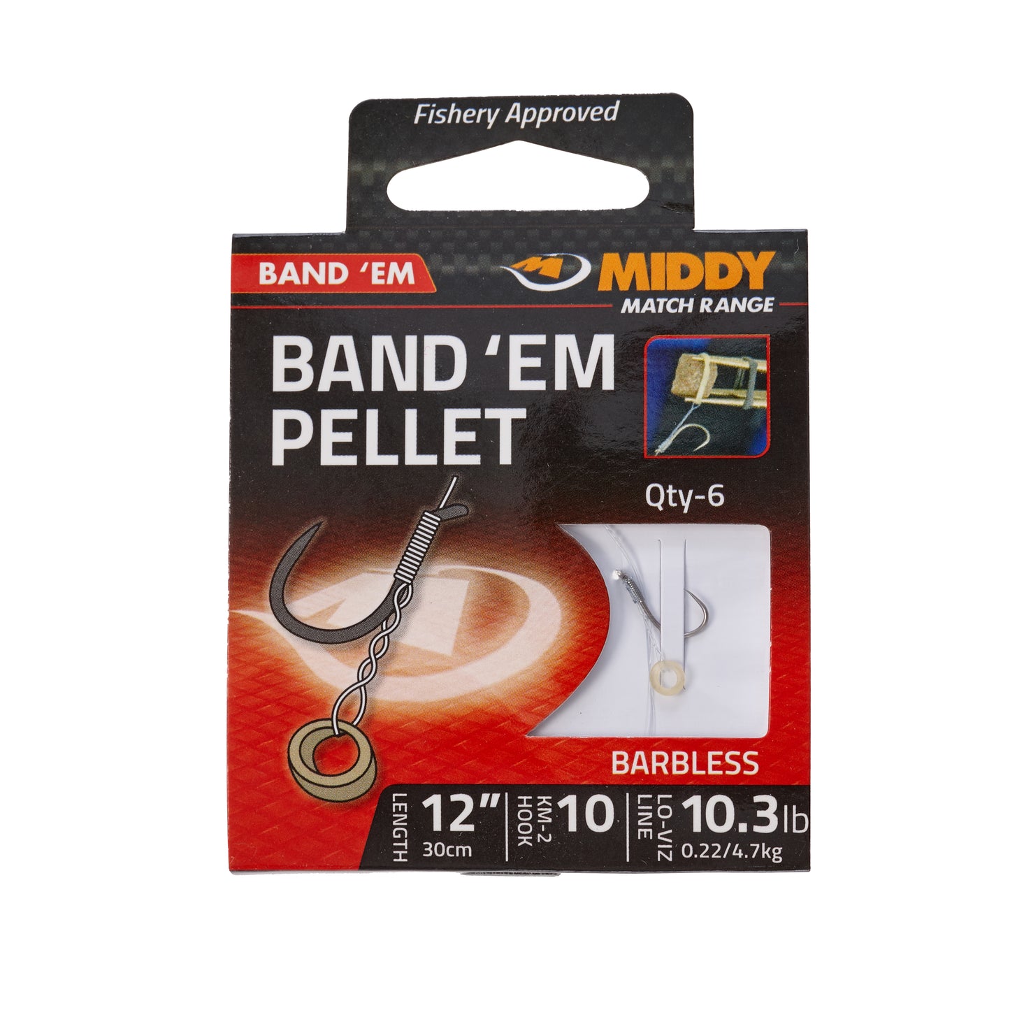 MIDDY Band 'Em Pellet Hooks-to-Nylon (12"): 18 to 6.1lb (6pc pkt)