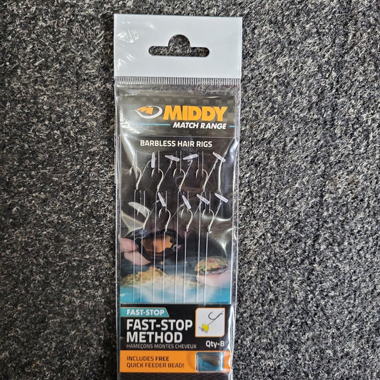 MIDDY Fast-Stop Method Barbless Hair Rigs (4"): 12 to 8lb (8pc pkt)