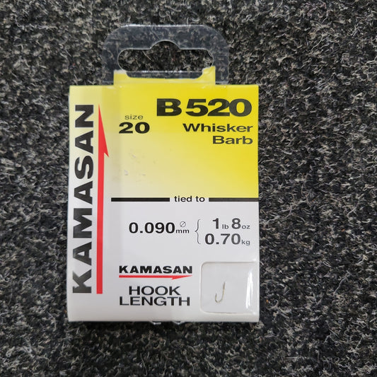 Kamasan B520 Whisker Barbed Hooks Size 20