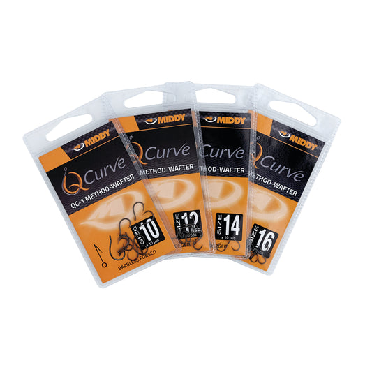 MIDDY Qcurve QC1 Method/Wafter Eyed Hooks 10s (10pc pkt)