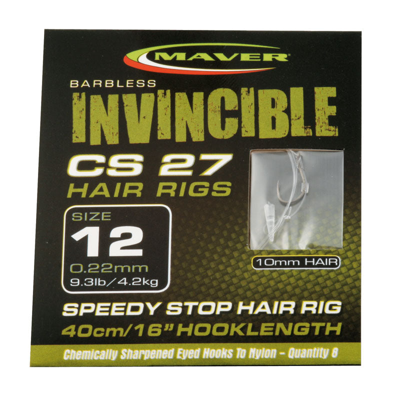 Maver Invincible CS27 hair rigs Size 14 10mm Hair