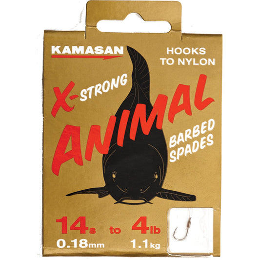 Kamasan X-Strong Animal Barbe Spade Hooks to Nylon 12s to 4lb
